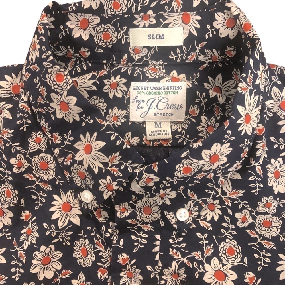 NWT J Crew Stretch Secret Organic Cotton Cottagecore Floral Blouse Slim‎ Medium - Picture 5 of 12